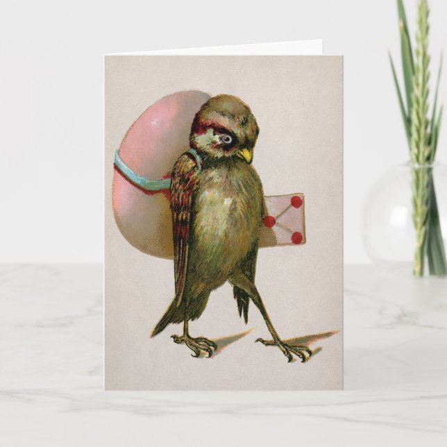 Carte vintage de Pâques aux oiseaux (Devant)