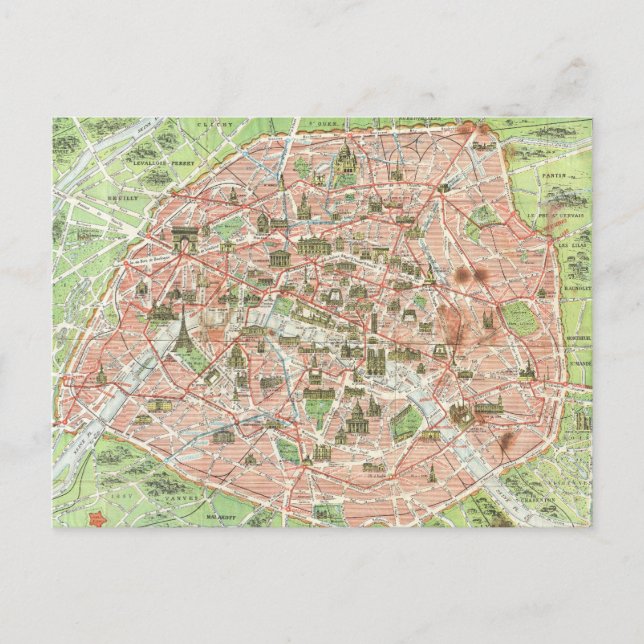 Carte vintage de Paris (1920) (Devant)