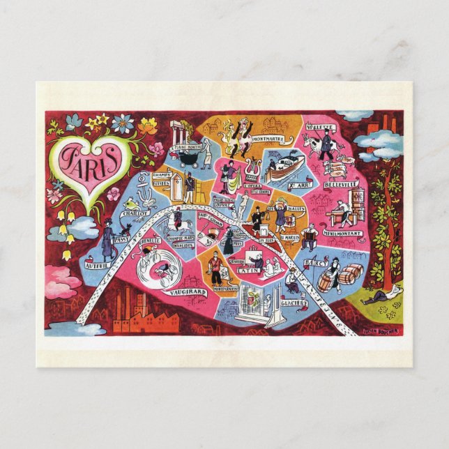 Carte Vintage de Paris France (Devant)