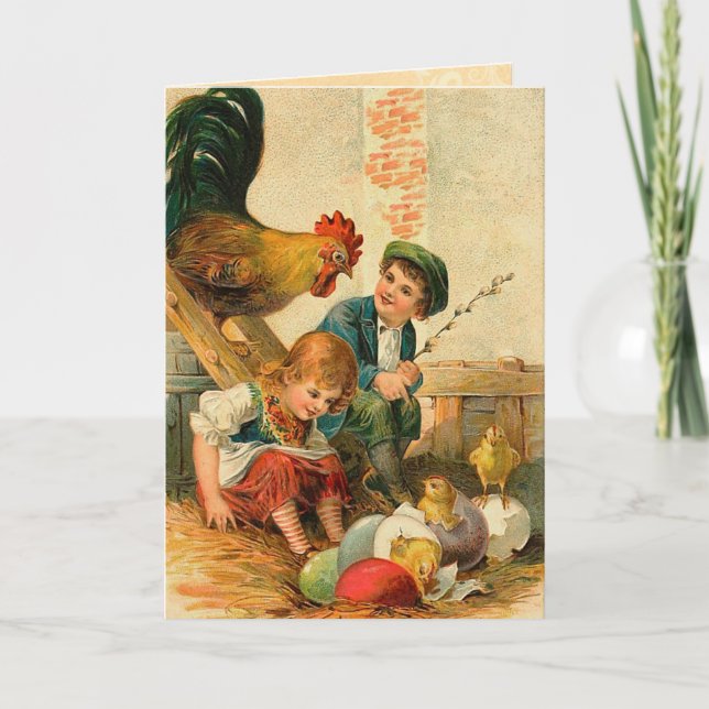 Carte vintage de poussin de Pâques (Devant)