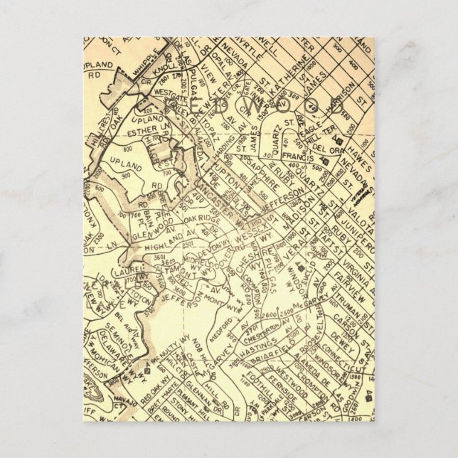 Carte Vintage de Redwood City, CA (Devant)
