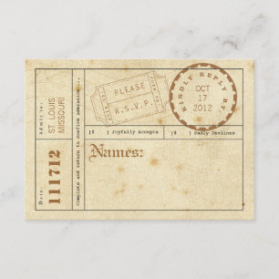 Carte vintage de réponse d'étiquette de billet