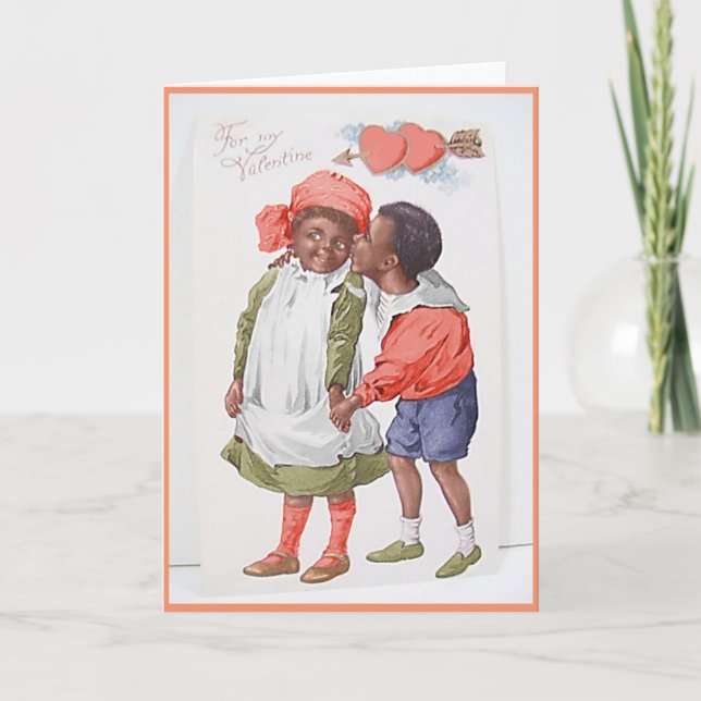 Carte vintage de Saint-Valentin d'Afro-américain (Devant)