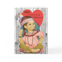 Carte vintage de Saint-Valentin de Natif américain
