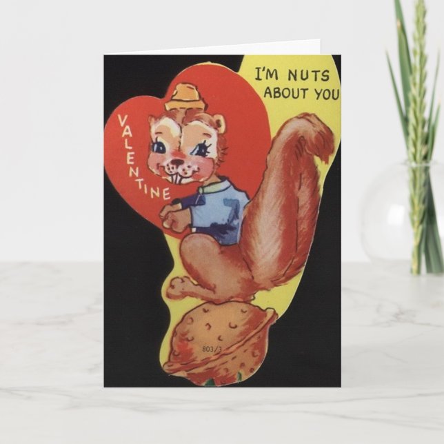 Carte vintage de Saint-Valentin d'écureuil (Devant)