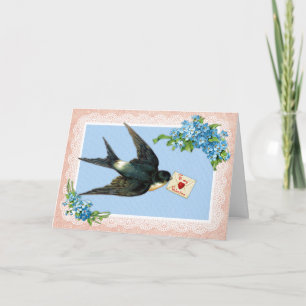 Carte vintage de Saint-Valentin d'oiseau bleu