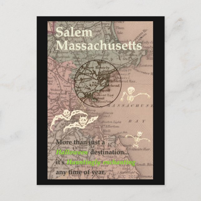 Carte vintage de Salem MA (Devant)