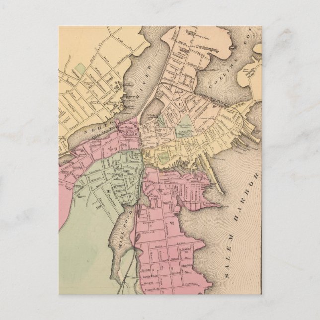 Carte vintage de Salem Massachusetts (1871) (Devant)