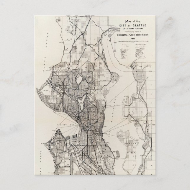 Carte vintage de Seattle Washington (Devant)