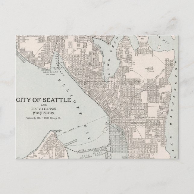Carte vintage de Seattle Washington (1901) (Devant)