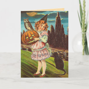 Carte vintage de sorcière de Halloween
