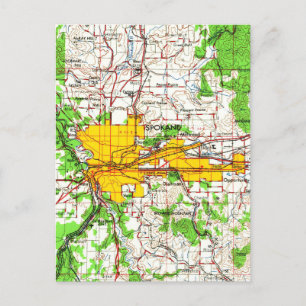 Carte Vintage de Spokane Washington