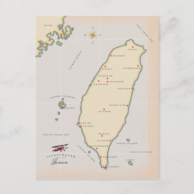 Carte Vintage de Taïwan (Devant)
