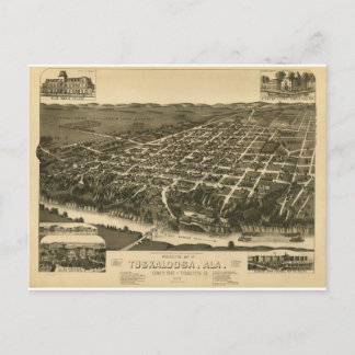 Carte vintage de Tuskaloosa, Alabama - 1887