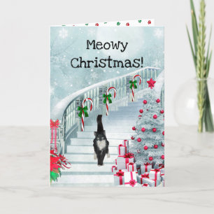 Carte vintage de vacances de chat de Noël
