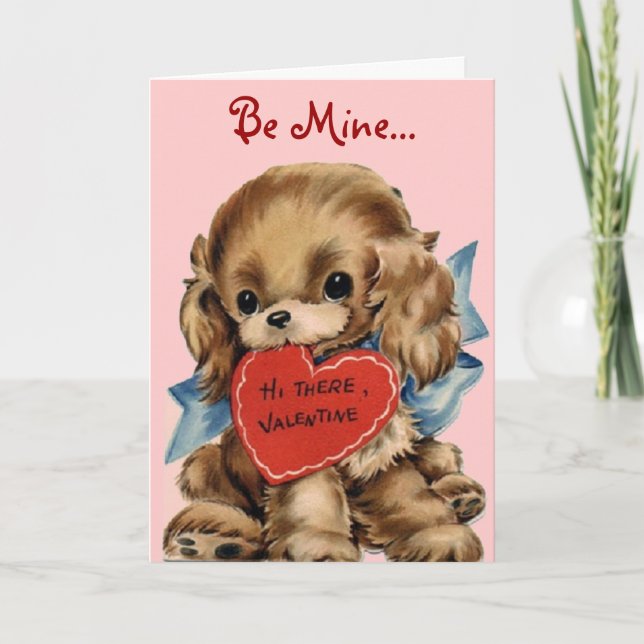 Carte vintage de Valentine de chiot (Devant)