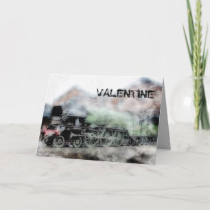 Carte vintage de Valentine de train de vapeur de