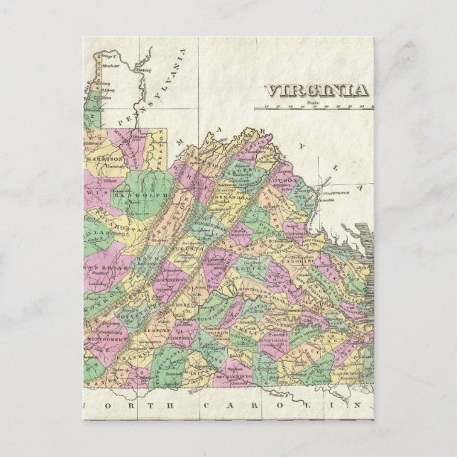 Carte vintage de Virginie (1827) (Devant)