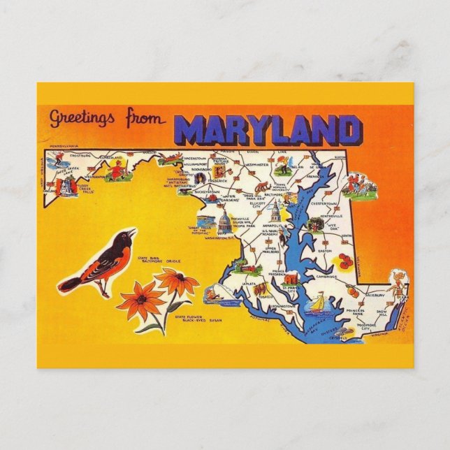 Carte vintage de vœux du Maryland (Devant)