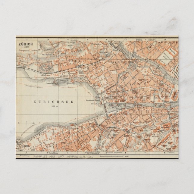 Carte vintage de Zurich, Allemagne Voyage (Devant)