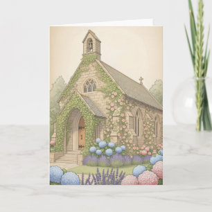 Carte Vintage décoration charmante église en pierre de c
