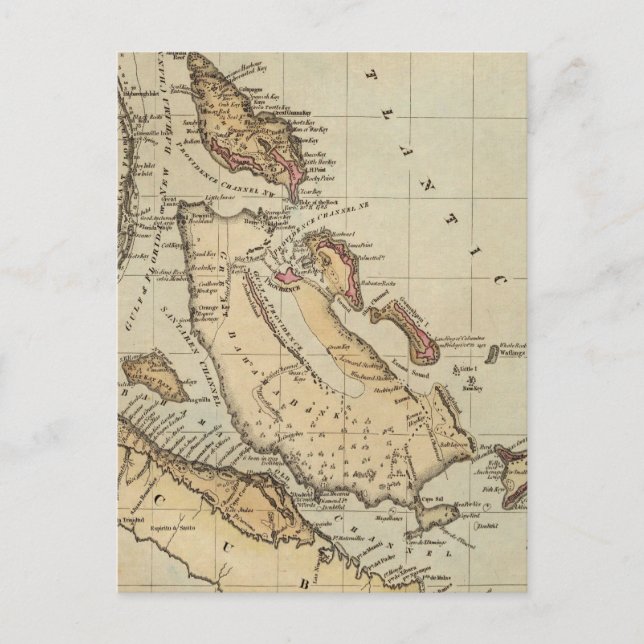 Carte vintage des Bahamas (1823) (Devant)