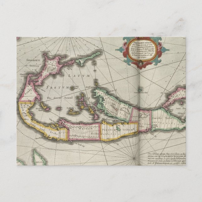 Carte vintage des Bermudes (1638) (Devant)