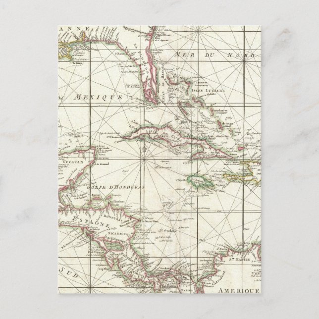 Carte vintage des Caraïbe (Devant)