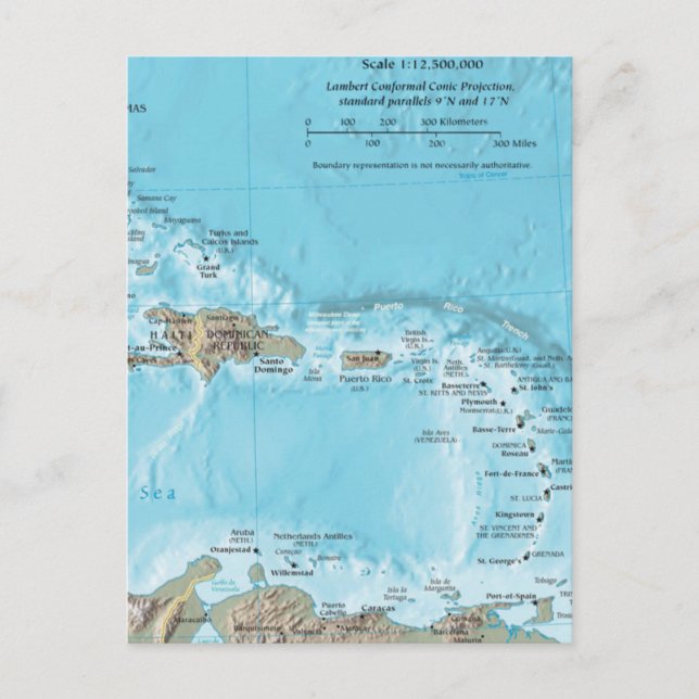 Carte vintage des Caraïbes - États-Unis (Devant)