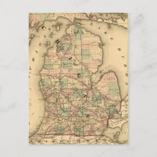 Carte vintage des chemins de fer du Michigan (1876