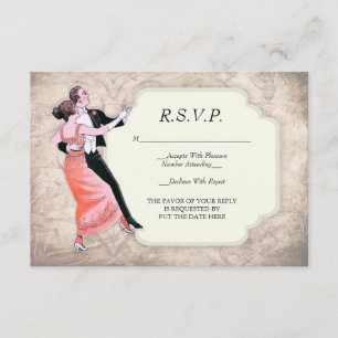 carte vintage des couples R.S.V.P. de danse des