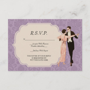 carte vintage des couples R.S.V.P. de danse des