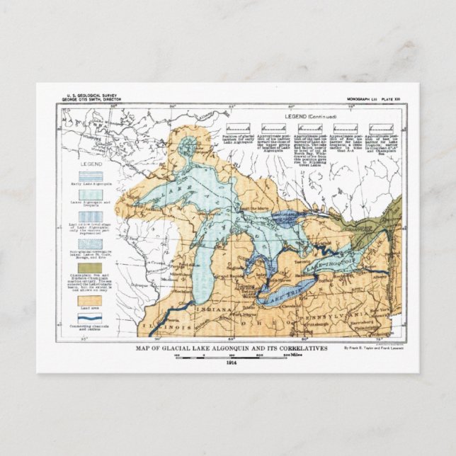 Carte vintage des Grands Lacs (Devant)