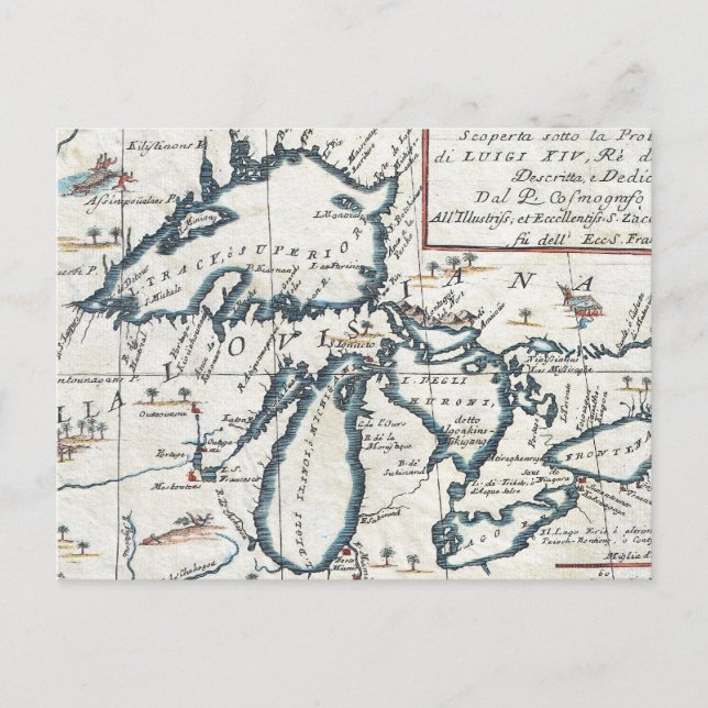 Carte vintage des Grands Lacs (1696) (Devant)