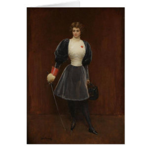 Carte vintage d'escrimeur de femme