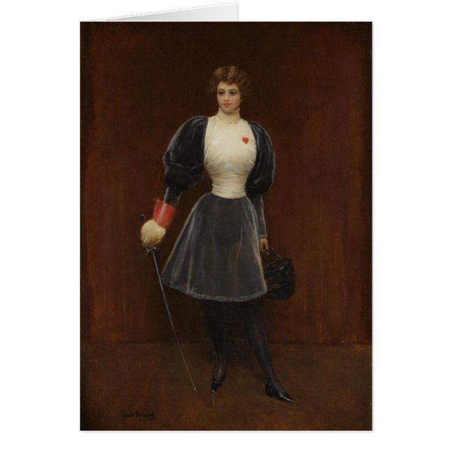 Carte vintage d'escrimeur de femme (Devant)
