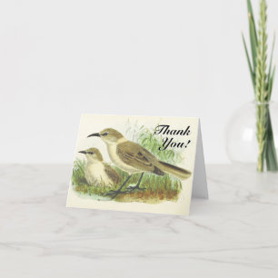 Carte Vintage, Deux Oiseaux, "Merci !
