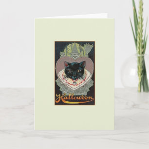 Carte vintage d'Halloween Chat Noir