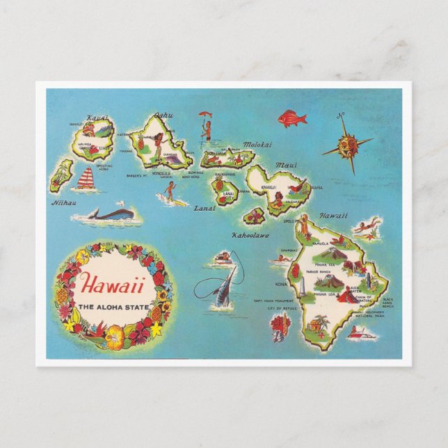 Carte vintage d'Hawaï (Devant)