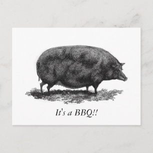 Carte vintage d'invitation de BBQ de porc
