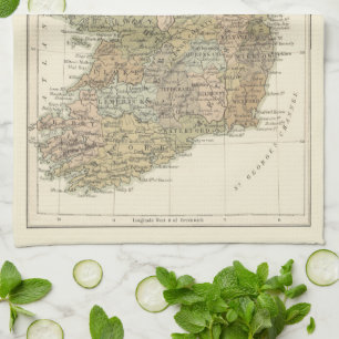 Carte vintage d'Irlande 1862 Serviette de thé de c