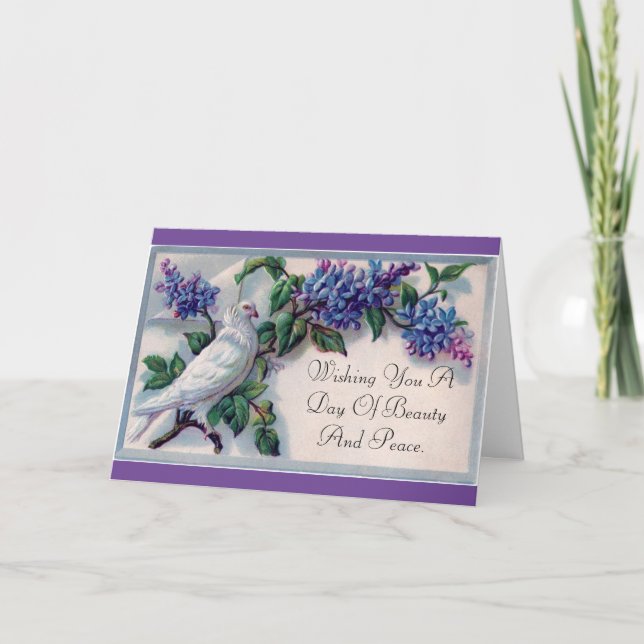 Carte Vintage Dove Avec Fleurs Anniversaire (Devant)