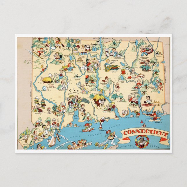 Carte vintage drôle du Connecticut (Devant)