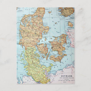 Carte vintage du Danemark (1905)