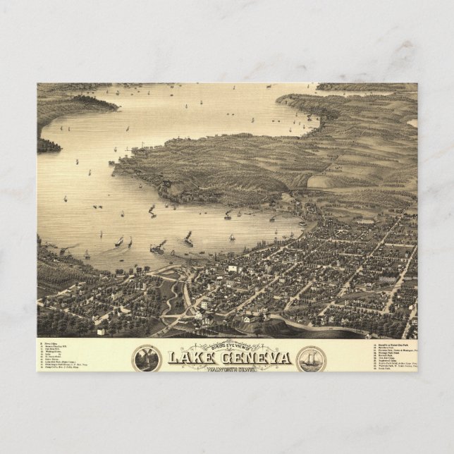 Carte Vintage du lac Léman (Devant)