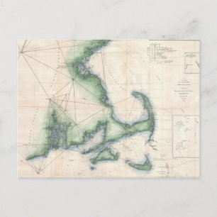 Carte vintage du littoral du Massachusetts