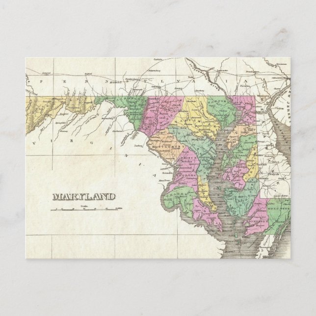 Carte vintage du Maryland (1827) (Devant)