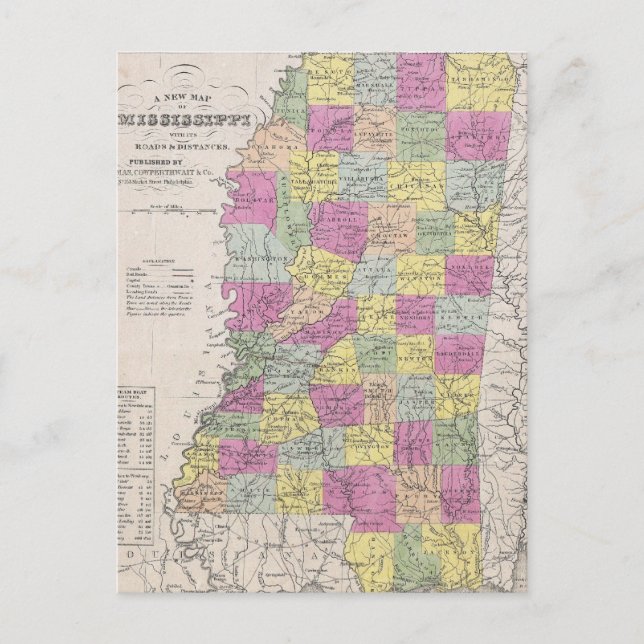 Carte vintage du Mississippi (1853) (Devant)
