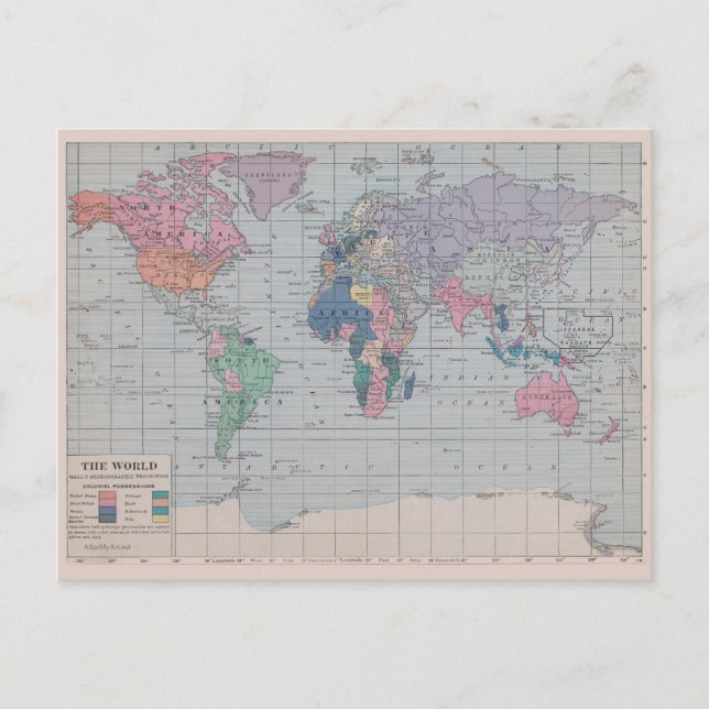 Carte vintage du monde - Carte postale (Devant)