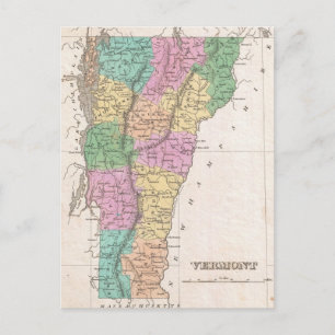 Carte vintage du Vermont (1827)
